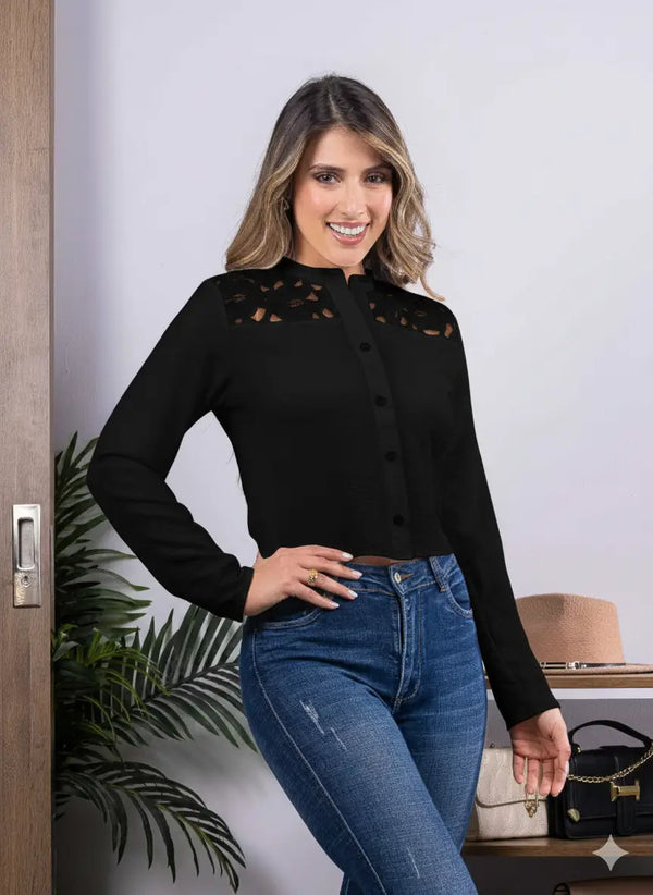 blusa larga manga larga ref-1110118