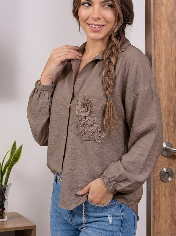 Blusa camisera con aplique ref-1111456