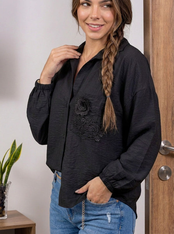 Blusa camisera con aplique ref-1111456