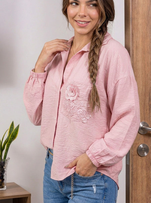 Blusa camisera con aplique ref-1111456