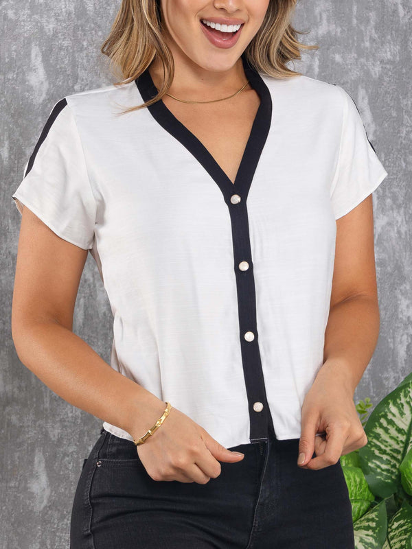 Blusa Manga Corta Con Constraste Ref-113427