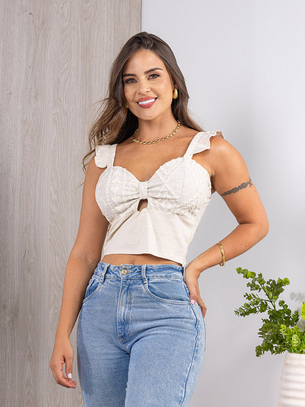 Blusa corta recogido tiras ref-2110617