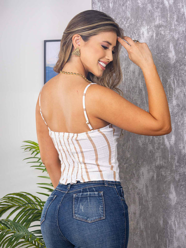 Blusa De Rayas Con Tiras Ref-213406