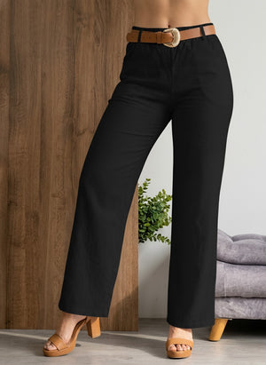 Pantalon suelto en lino ref-2811222