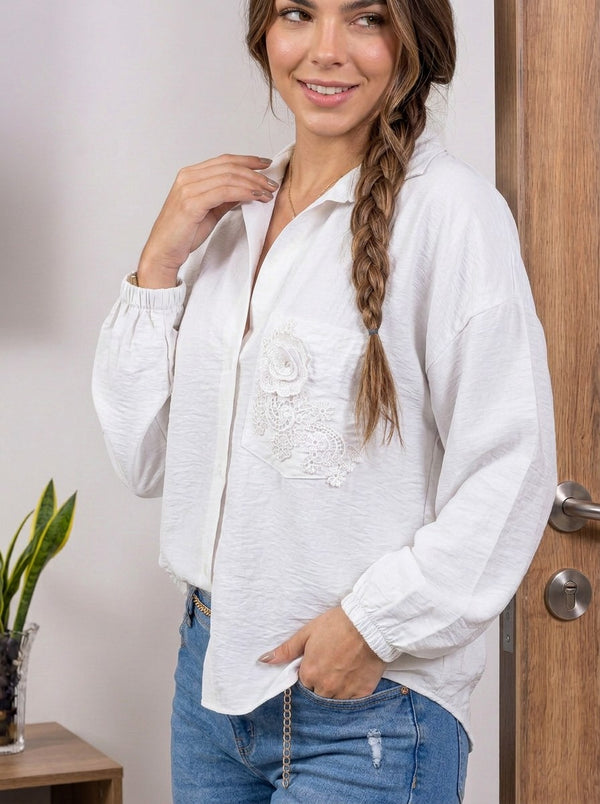 Blusa camisera con aplique ref-1111456